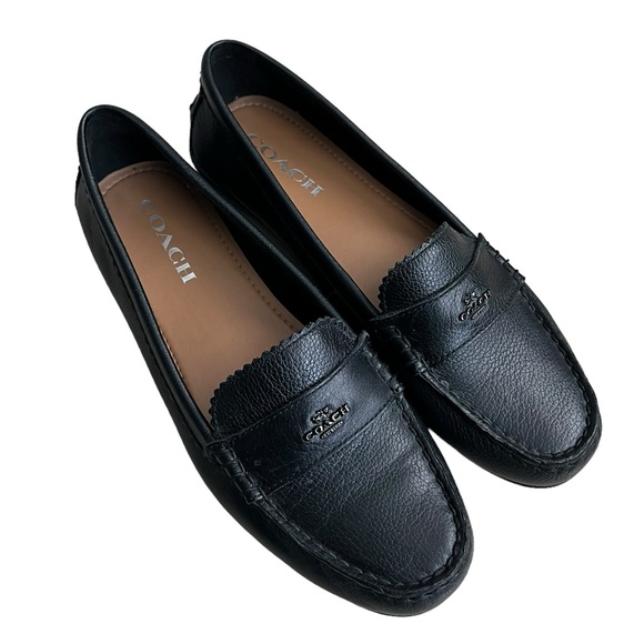 Coach Shoes - COACH Odette Pebble Leather Slip On Loafers Black Size 8.5B | Barely worn